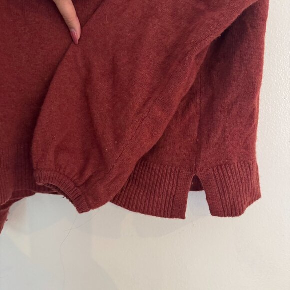 Madewell Wool/Cotton blend orange v neck cozy Size Medium Sweater Balloon Sleeve - Picture 3 of 5
